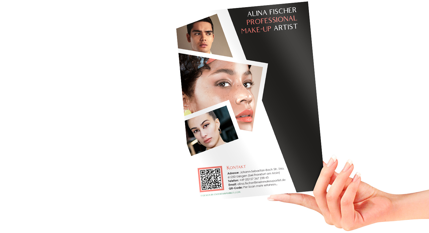 Alina Fischer Flyer. Mein Make-up Artist. Rückseite